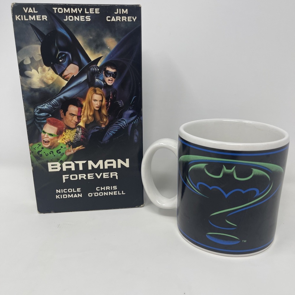 VTG Lot Batman Forever Mug color changing applause VHS Batman Forever Jim Carrey